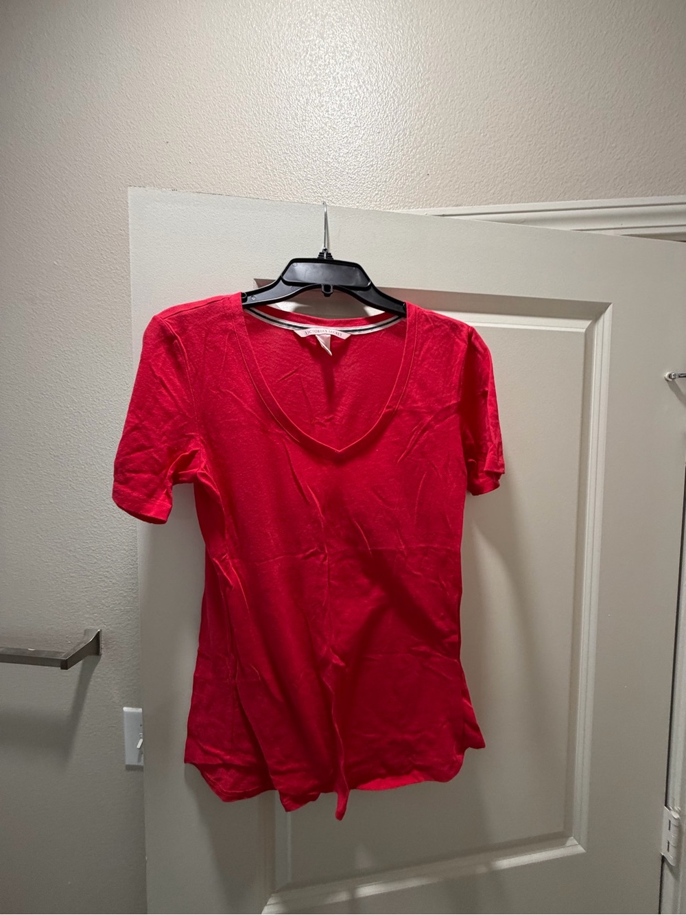 Victoria's Secret Bright Red V-Neck Short Sleeve Tee